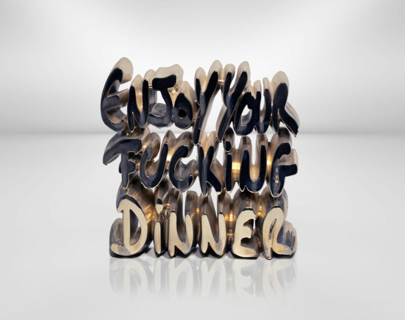 Philippe Shangti Enjoy Your Fucking Dinner miniature Resin and Gold Chrome plated 22cm