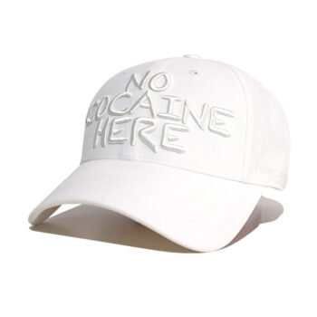 NO COCAINE HERE SUEDIN BASEBALL CAP WHITE/WHITE