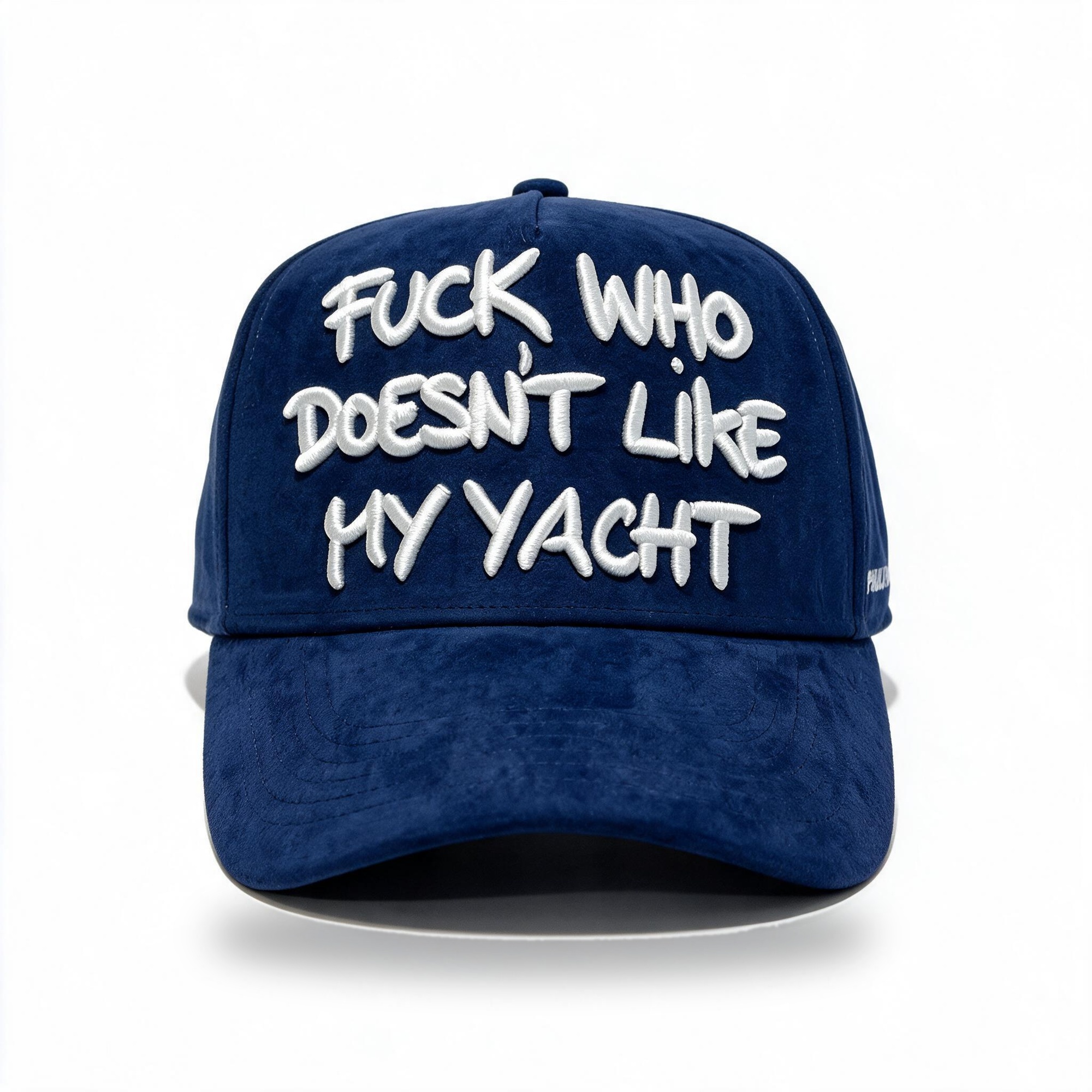 FUCK WHO DOESN'T LIKE MY YACHT SUEDIN BASEBALL CAP BLUE/WHITE 2 FUCK WHO DOESN'T LIKE MY YACHT SUEDIN BASEBALL CAP BLUE/WHITE - Image 2