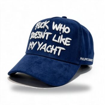 FUCK WHO DOESN'T LIKE MY YACHT SUEDIN BASEBALL CAP BLUE/WHITE
